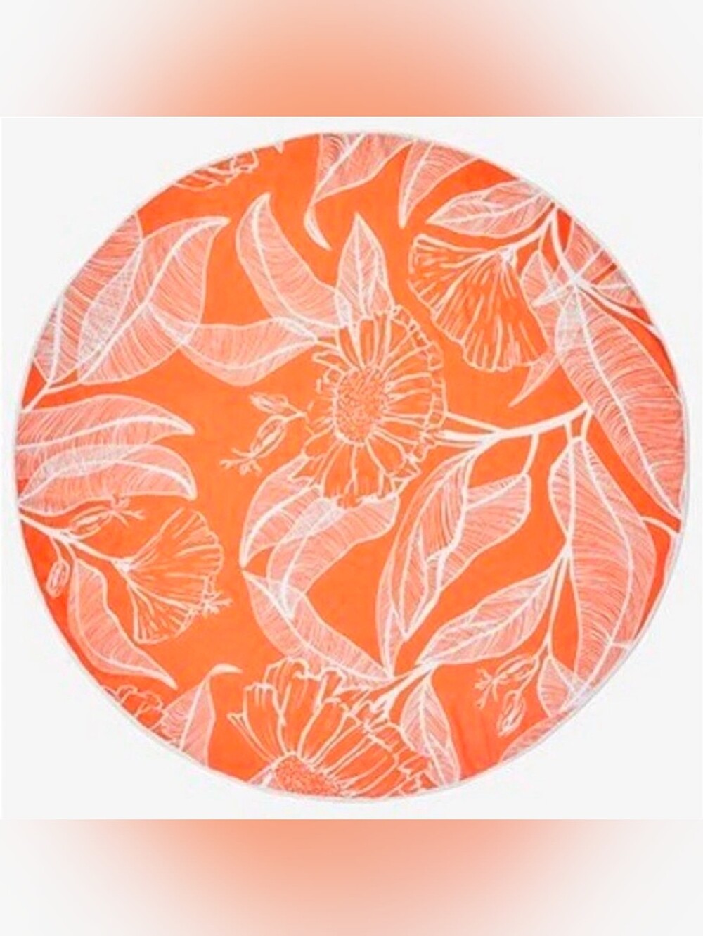 Summer & Rose Roundie Beach Towel 57" Orange White Floral Outdoor Picnic NWT